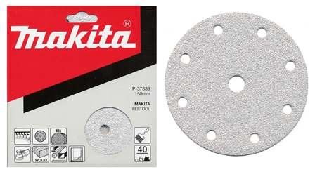 Hârtie șlefuită MAKITA Velcro 150 mm 9 găuri K180, 10 buc P-37895