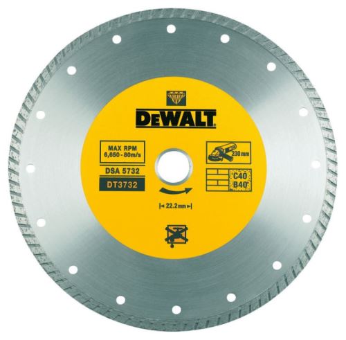 Lama diamantata Turbo DeWALT pentru taiere uscata 180 x 22,2 mm DT3722