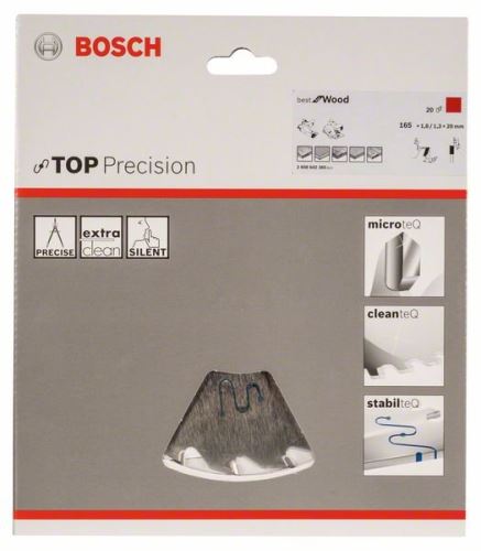 Pânză de ferăstrău circular BOSCH Top Precision Best for Wood 165 x 20 x 1,8 mm, 20 2608642385