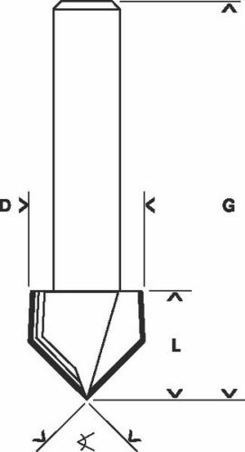 Cutter BOSCH în formă de V 8 mm, L 31,8 mm, L 19 mm, G 51 mm, 90° 2608629370