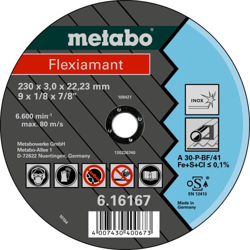 METABO Disc de tăiere - oțel inoxidabil 125x2,5x22,2 mm drept 616738000