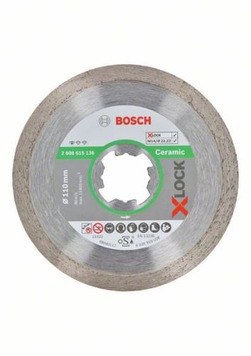 Disc de tăiere cu diamant BOSCH X-LOCK Standard pentru sistem ceramic 110 x 22,23 x 1,6 x 7,5 mm 2608615136