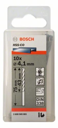 Burghie BOSCH pentru metal HSS-Co, DIN 338 4,1 x 43 x 75 mm (10 buc) 2608585881