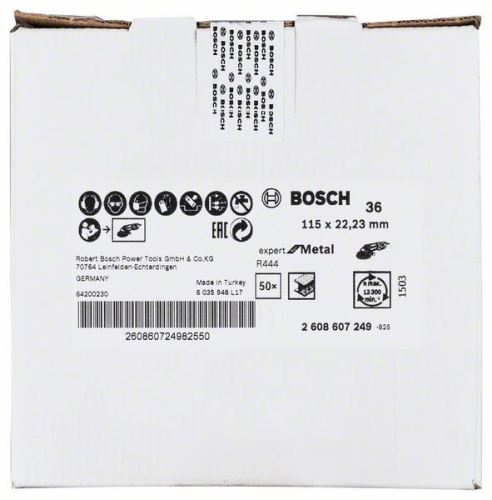 Disc abraziv fibră BOSCH R444, Expert pentru metal D = 115 mm; K = 36 2608607249