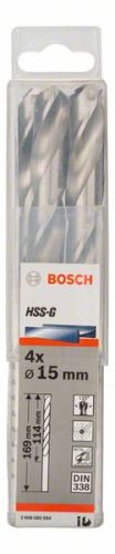 Burghie BOSCH pentru metal HSS-G, DIN 338 15 x 114 x 169 mm (4 buc) 2608585594