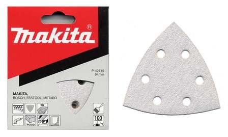 Hârtie abrazivă MAKITA Velcro 94x94x94 mm 6 orificii K150, 10 buc P-42737