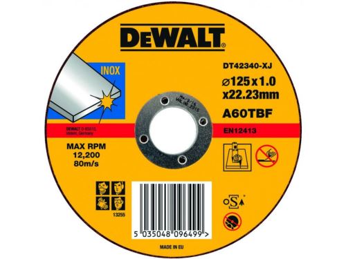 DeWALT Disc de tăiere pentru oțel inoxidabil, plat 125 x 2,1 x 22,23 mm DT42340Z