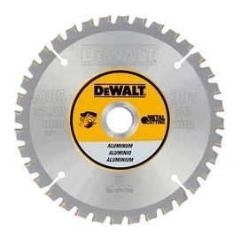 Pânză de ferăstrău DeWALT pentru ferăstrău AKU pentru tăierea aluminiului, FTG 3°, 165 x 20 mm, 36 dinți DT1911