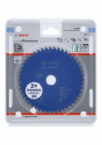 BOSCH Pânză de ferăstrău pentru ferăstrău cu acumulator; Expert pentru aluminiu 140x20x1,8/1,3x48T 2608644536