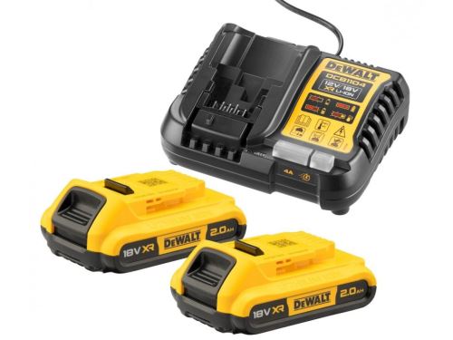 ÎNCĂRCĂTOR DEWALT XR + 2 X BATERIE 18V CU CAPACITATE 2,0 AH DCB1104D2