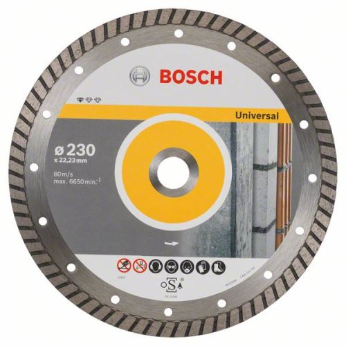 Disc de tăiere cu diamant BOSCH Standard pentru Universal Turbo 230 x 22,23 x 2,5 x 10 mm 2608602397