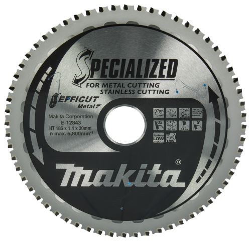 Pânză de ferăstrău MAKITA oțel Efficut 185x1,4x30 mm 60 dinți E-12843