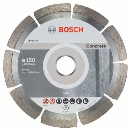 Disc de tăiere cu diamant BOSCH Standard pentru beton 150 x 22,23 x 2 x 10 mm (10 buc) 2608603241