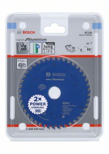 BOSCH Pânză de ferăstrău pentru ferăstrău cu acumulator; Expert pentru aluminiu 120x20x1,8/1,2x42T 2608644534