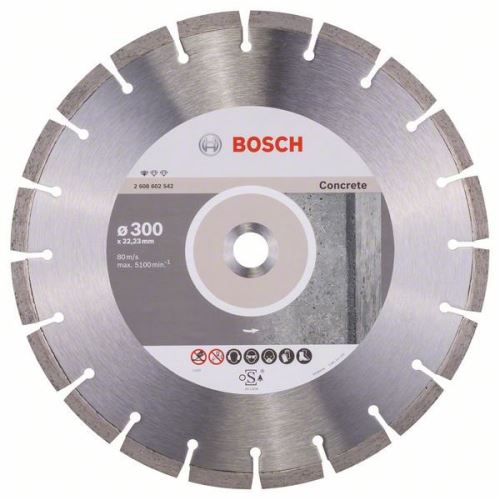 Disc de tăiere cu diamant BOSCH Standard pentru beton 300 x 22,23 x 3,1 x 10 mm 2608602542