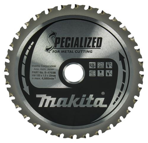 Pânză de ferăstrău MAKITA oțel SPECIALIZED 150x1,5x20 mm 32 dinți B-47036