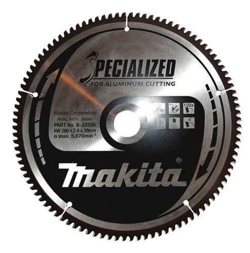 Pânză de ferăstrău MAKITA aluminiu SPECIALIZED 260x2,4x30 mm 100 dinți B-33336