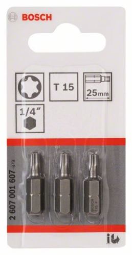 BOSCH Bit de șurubelniță extra dur Extra-Hart T15, 25 mm (3 buc) 2607001607