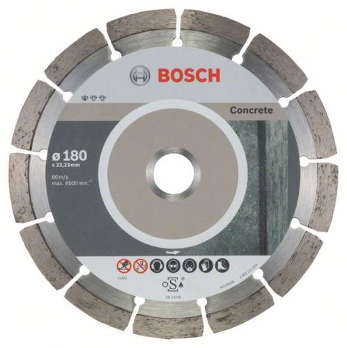 Disc de tăiere cu diamant BOSCH Standard pentru beton 180 x 22,23 x 2 x 10 mm (10 buc) 2608603242