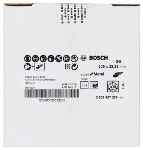 Disc abraziv fibră BOSCH R444, Expert pentru metal D = 125 mm; K = 36 2608607250