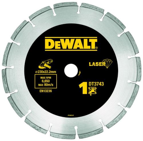 DeWALT DIA Disc segmentat pentru materiale de constructii si beton, pentru taiere uscata, 230 x 22,2 mm DT3743