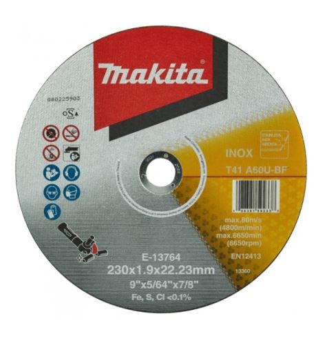 Disc de tăiere MAKITA din oțel inoxidabil 230x1,9x22,23 mm E-13764