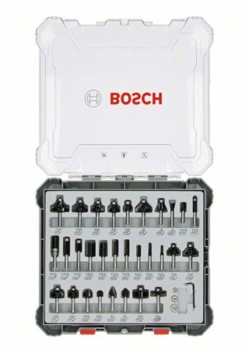 BOSCH Set mixt de freze profilate cu ax Ø 6 mm, 30 buc 2607017474