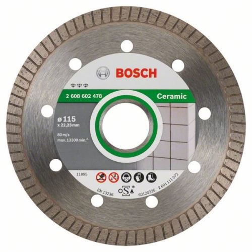 Disc de tăiere cu diamant BOSCH Best for Ceramic Extra-Clean Turbo - 230 x 22,23 x 1,8 x 7 mm 2608603597