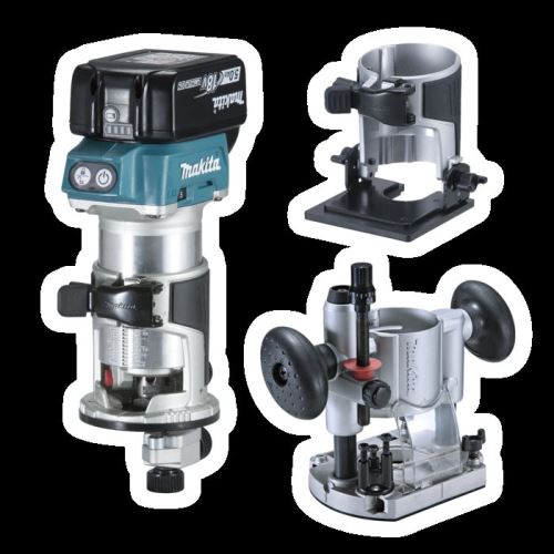 Mașină de frezat combinată fără fir MAKITA cu accesorii Li-ion 18V/5.0Ah DRT50RTJX2