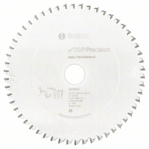 Pânză de ferăstrău circular BOSCH Top Precision Best for Multi Material 210 x 30 x 2,3 mm, 54 2608642096