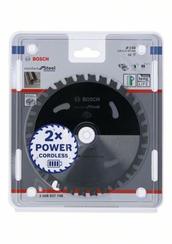 BOSCH Pânză de ferăstrău pentru ferăstrău cu acumulator; Standard pentru oțel 150x20x1,6/1,2x32T 2608837748