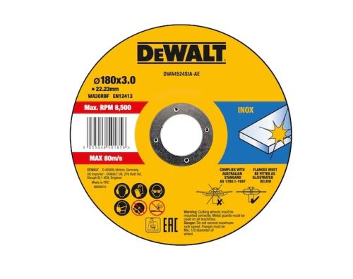 DeWALT Disc de tăiere din oțel inoxidabil 180 x 3 x 22,23 mm DWA4524SIA