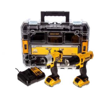 Mașină de găurit cu acumulator și șofer cu impact DeWALT DCK211D2T