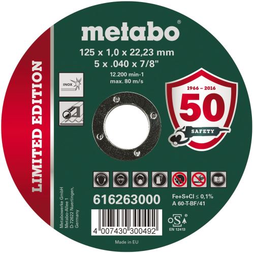 METABO Disc de tăiere Inox 125x1,0x22,23 616263000