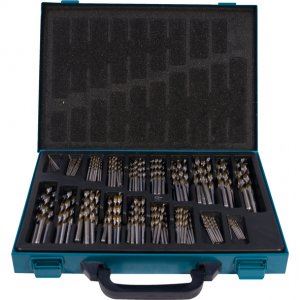 Set de găurit pentru metal MAKITA HSS-TiN 10 buc 1-8 (0,5 mm fiecare) și 5 buc 8,5-10 mm (0,5 mm fiecare), 170 buc D-30564