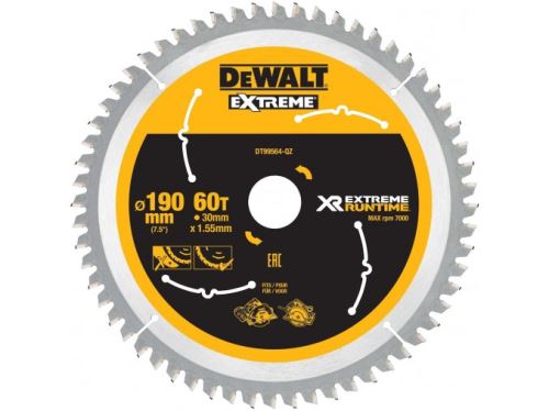 Pânză de ferăstrău DeWALT (ideal pentru ferăstraie FLEXVOLT) 190 x 30 mm, 60 de dinți DT99564