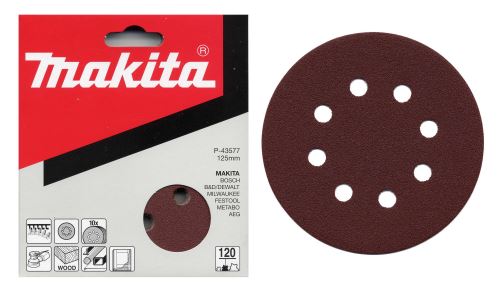 Hârtie șlefuită MAKITA Velcro 125 mm 8 găuri K40, 10 buc P-43533