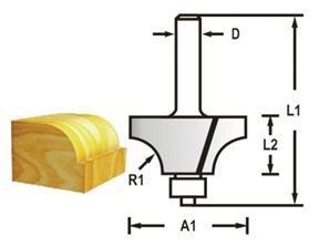 MAKITA Freză rotunjită cu tijă rulment 8 mm, 31,8x17x58 mm R 9,5 mm D-48549