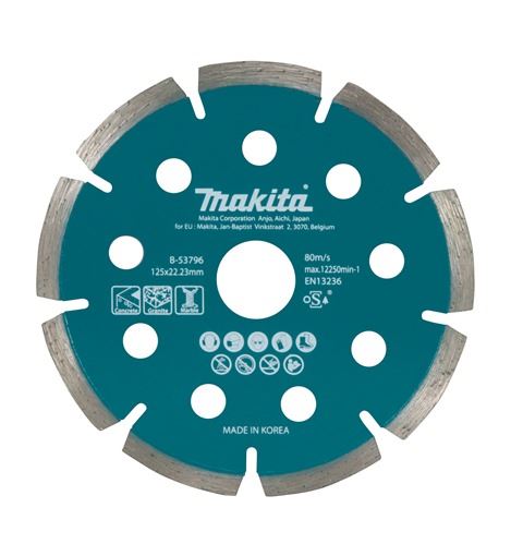 Disc de tăiere diamantat MAKITA 125x22,23 mm pentru polizoare unghiulară fără fir B-53796