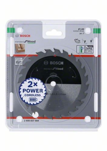 BOSCH Pânză de ferăstrău pentru ferăstrău cu acumulator; Standard pentru lemn 140x10x1,5/1,0x24T 2608837669