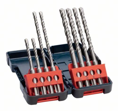 Set de găurit cu ciocan SDS-Plus-3 BOSCH 8 piese, cutie tare 6 x 110 (2x); 6x160 (2x); 8x160 (2x); 10 x 160 (2x) mm 2607019902