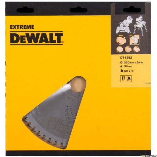 Pânză de ferăstrău DeWALT Extreme Workshop 250 x 30 mm, 60 dinți DT4352