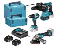 Set de scule fără fir MAKITA 18V (DDF484 + DGA504 + DHR243) DLX3195JX1