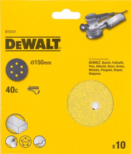 Discuri de șlefuit DeWALT / Velcro, 150 mm, K320 (10 buc) DT3128