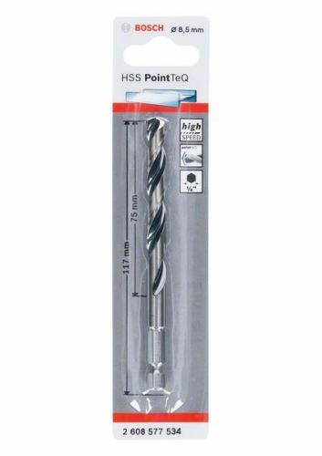 Burghiu BOSCH pentru metal HSS PointTeQ HEX cu tijă în 6 puncte; 8,5 mm (5 buc) 2608577534