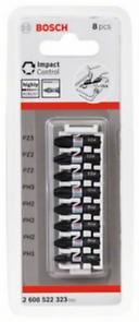 Set de șuruburi BOSCH pentru controlul impactului, 8 bucăți, 1×PH1;3×PH2;1×PH3;2×PZ2;1×PZ3 2608522323