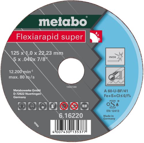 METABO Disc de tăiere-oțel-FLEXIARAPID SUPER 125x1,6x22,2 616222000