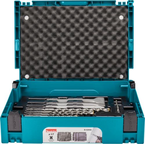 Set de găurit și daltă MAKITA SDS-Plus Makpac 17 buc B-52059