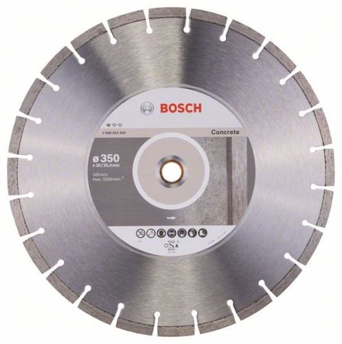 Disc de tăiere cu diamant BOSCH Standard pentru beton 350 x 20/25,40 x 2,8 x 10 mm 2608602544