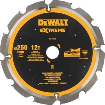 Pânză de ferăstrău DeWALT pentru fibrociment și plăci laminate, 250 x 30 mm, 12 dinți DT1474